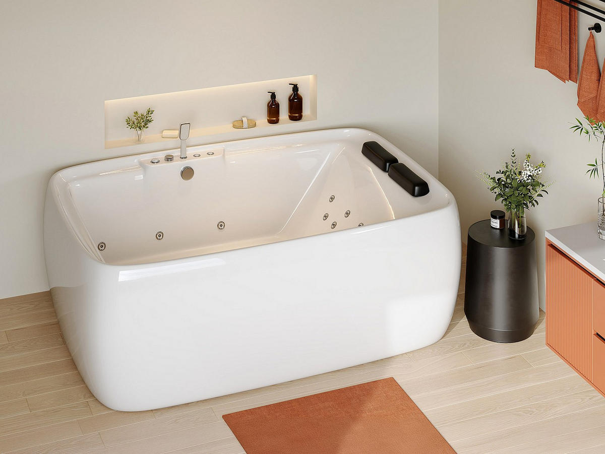 WHIRLPOOL-BADEWANNE - 2 Personen - Weiß - 390 l - 180 x 120 x 60 cm - VOLUTA - Weiß, Kunststoff (180/60/120cm) - Vente-Unique