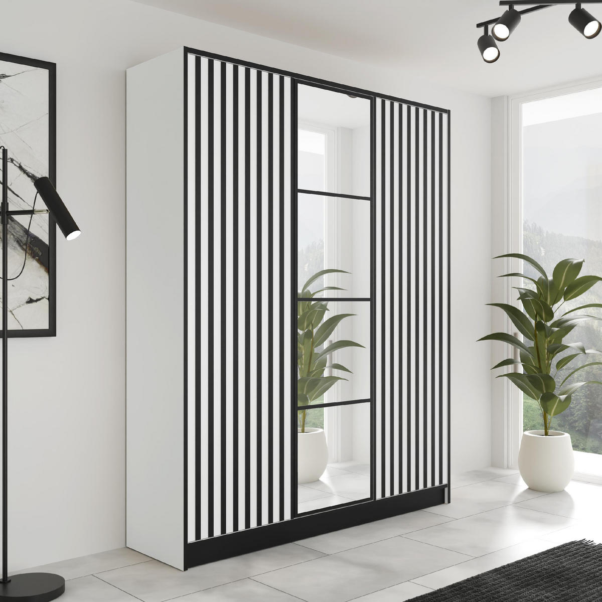 KLEIDERSCHRANK EDEN 3-Türen v3 - 156,4x205x39 cm - Weiß - Weiß, Holzwerkstoff (156.4/205/39cm) - Kier Furniture