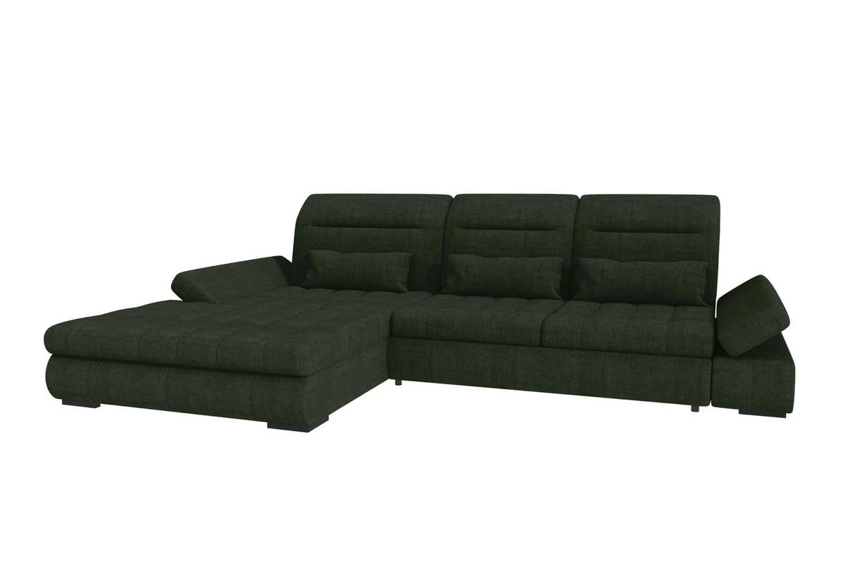 ECKSOFA Toscana Plus Velours inkl. Schlaffunktion - Olivgrün, Textil (179/300cm) - 99rooms