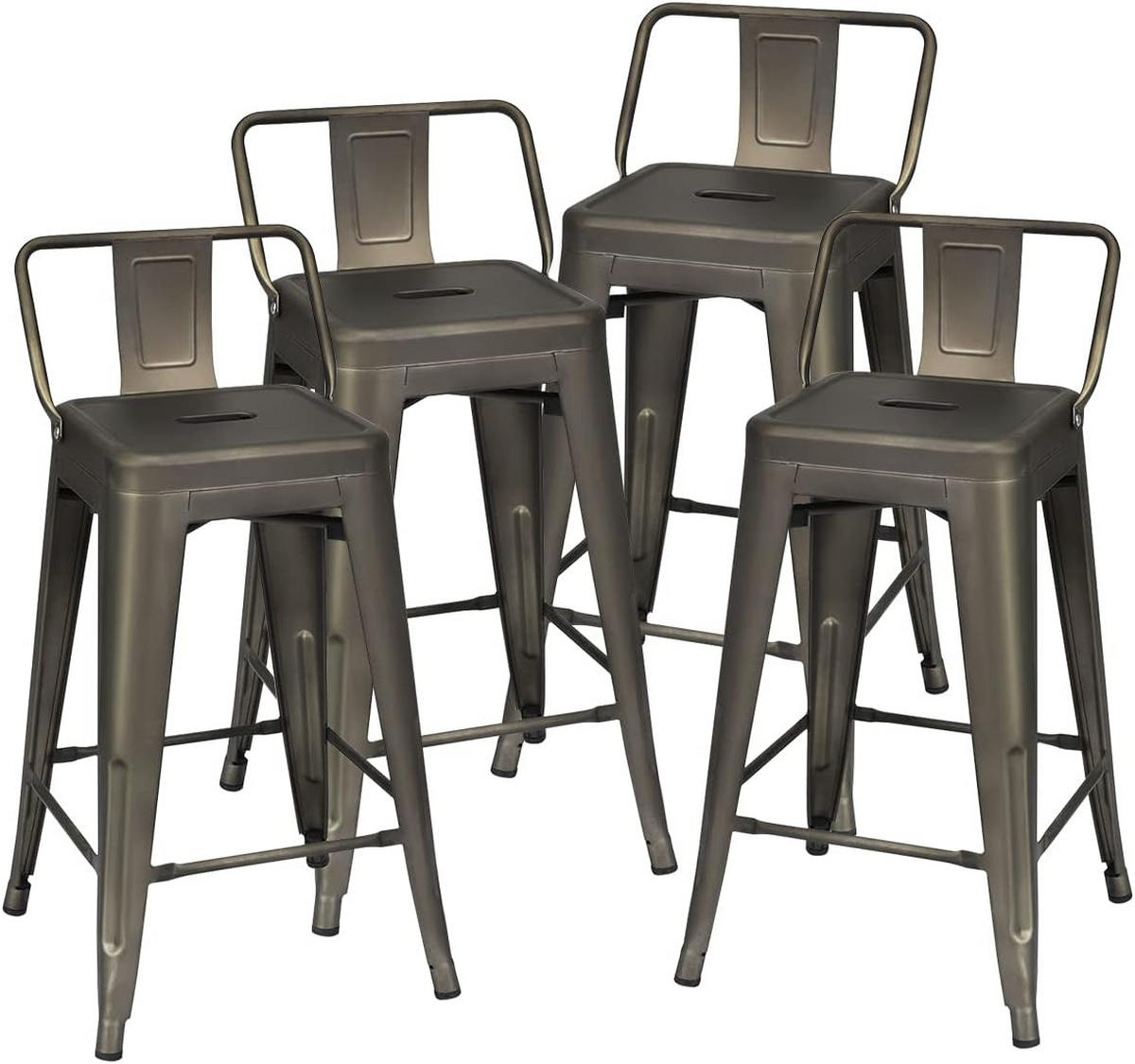ESSZIMMERSTUHL Barstuhl Braun(4-teilig) - Braun, Metall (43/79/40cm) - COSTWAY