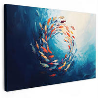 LEINWANDBILD Meer - Fische - Bunt - Dynamisch 30x20 cm - Hellblau, Textil (30/20cm) - MuchoWow