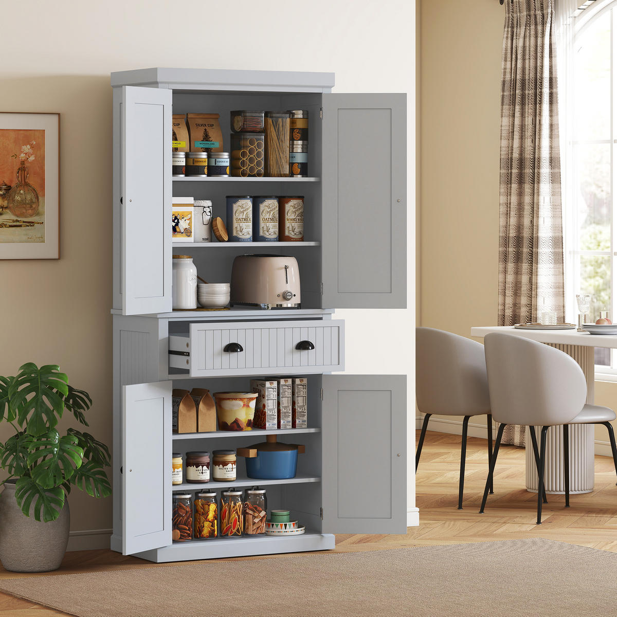HIGHBOARD DE-11267 4 Türen Grau - Grau, Holzwerkstoff (40.2/183/76.2cm) - ComfortXL