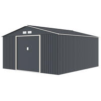 GERÄTEHAUS mit Bodenrahmen Metall S400 Grau - Grau, Metall (341/201/137cm) - HATTORO