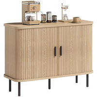 SIDEBOARD DE-11306 2 Schiebetüren Eiche/Schwarz - Eichefarben, Holzwerkstoff (100/75/40cm) - ComfortXL