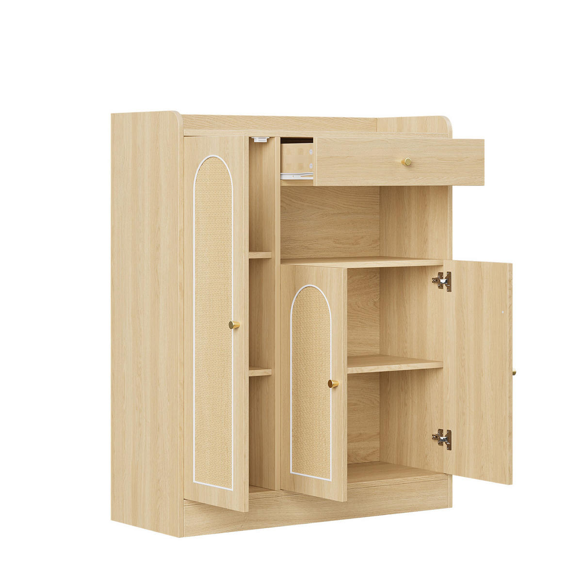 SCHUHSCHRANK mit 3 Türen und Schublade 90 x 35 x 110 cm Naturfarbe - Naturfarben, Holz (35/110/90cm) - Beauniv