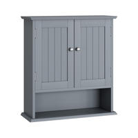 KÜCHENOBERSCHRANK 54,6/19,8/60 cm mit 2 Türen, verstellbarem Einlegeboden und offenen Fächern, Hellgrau - Hellgrau, Holzwerkstoff (54.6/60/19.8cm) - Redom