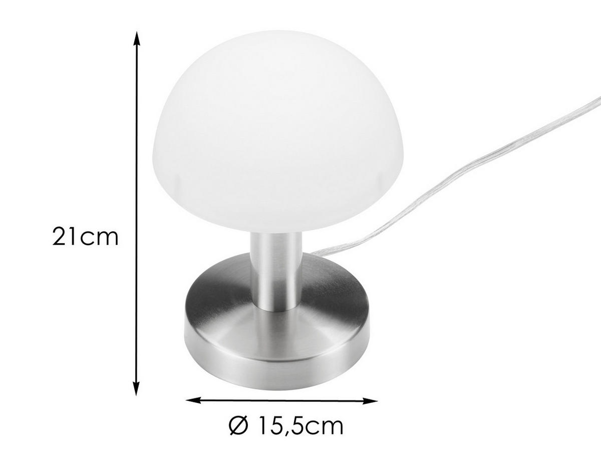 TISCHLEUCHTE Höhe 21cm, mit Touch Dimmer - Silberfarben/Weiß, Glas/Metall (16/16/21cm) - meineWunschleuchte