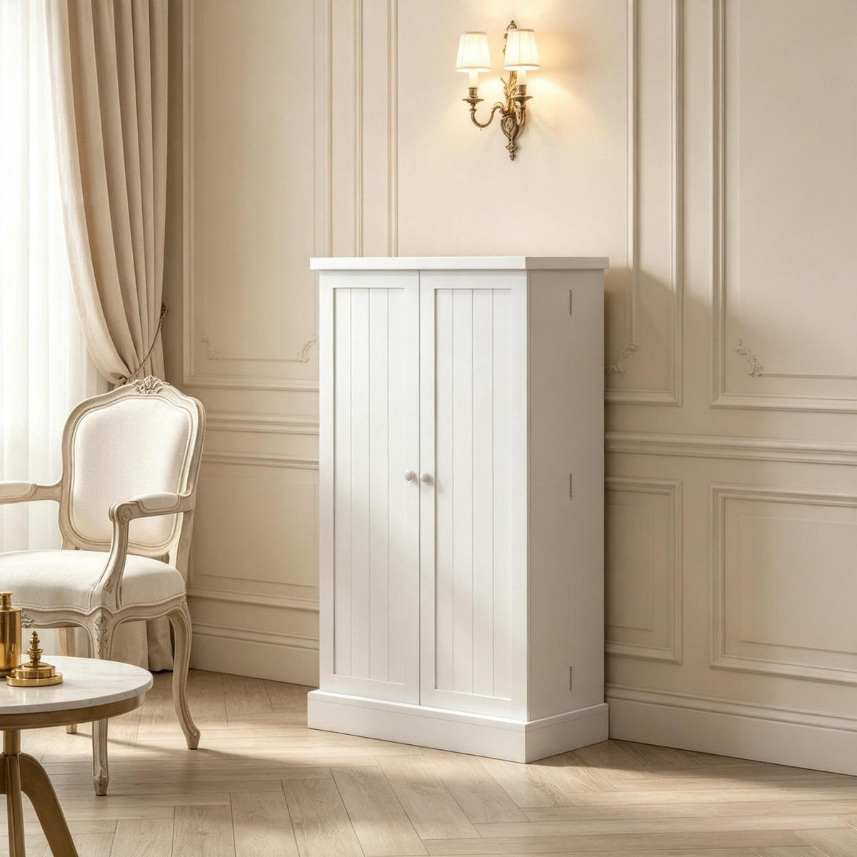 HIGHBOARD DE-38818 60/30/104 cm 5 Hauptfächer und Türregale Weiß - Weiß, Holzwerkstoff (60/104/30cm) - ComfortXL