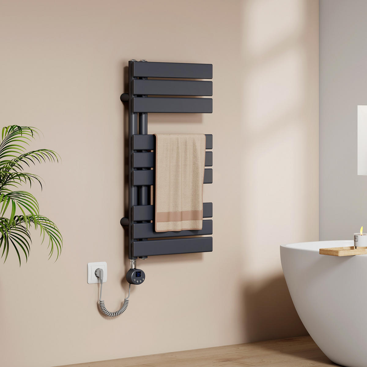 HEIZKÖRPER Elektrisch WLAN Thermostat Anthrazit 75/40 cm - Anthrazit, Metall (40/76.2/5.9cm) - EMKE