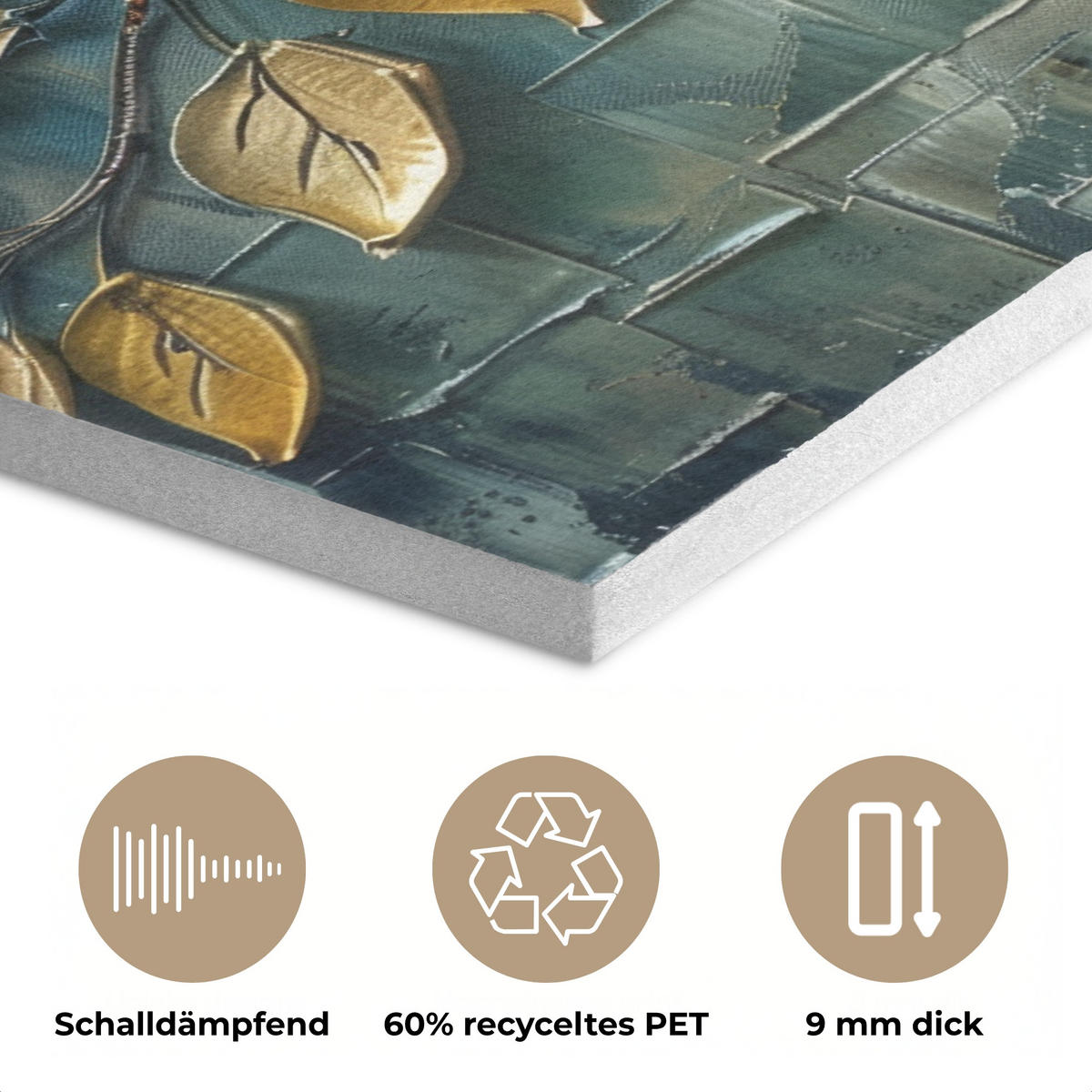 AKUSTIKPANEEL Baum - Abstrakt - Natur - Kunst 80x60 cm - Goldfarben, Textil (80/0.9/60cm) - MuchoWow