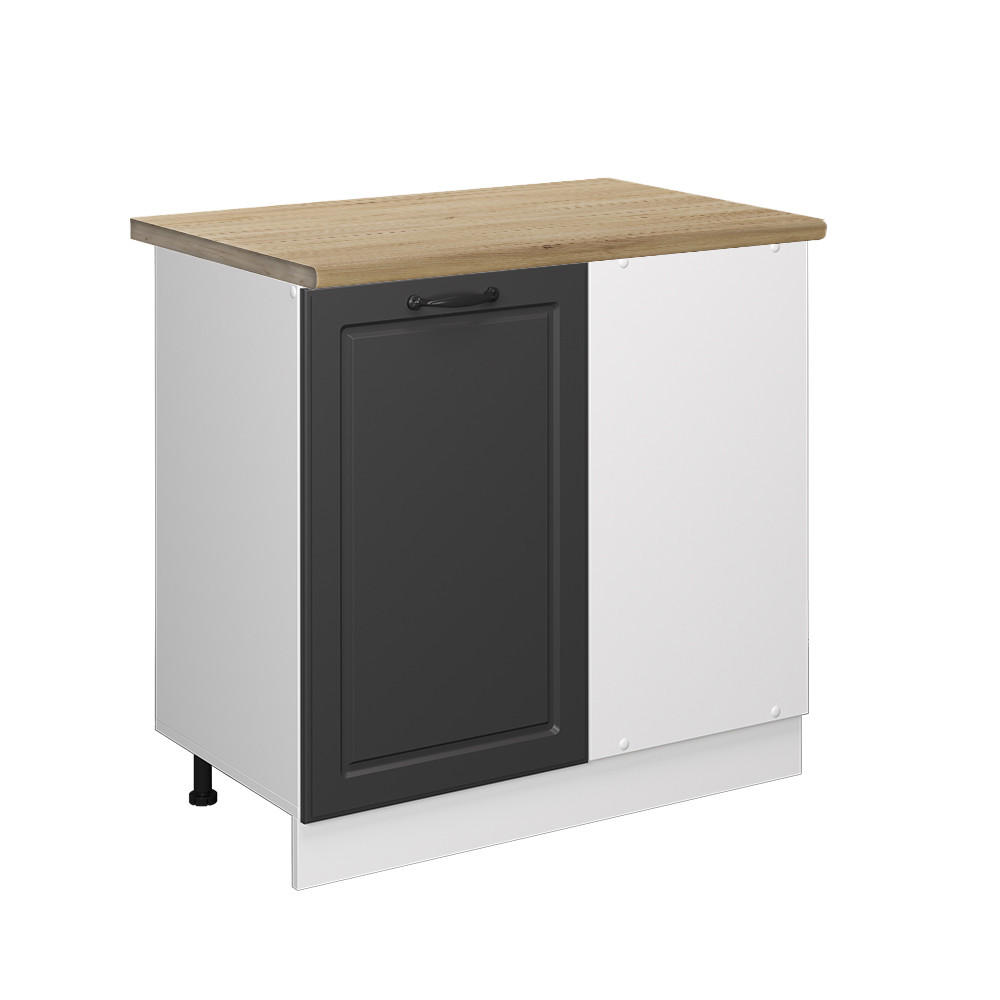 ECKUNTERSCHRANK R-Line Anthrazit Landhaus 86 cm, AP Eiche - Dunkelgrau/Anthrazit, Holzwerkstoff (86/81.6/60cm) - Vicco