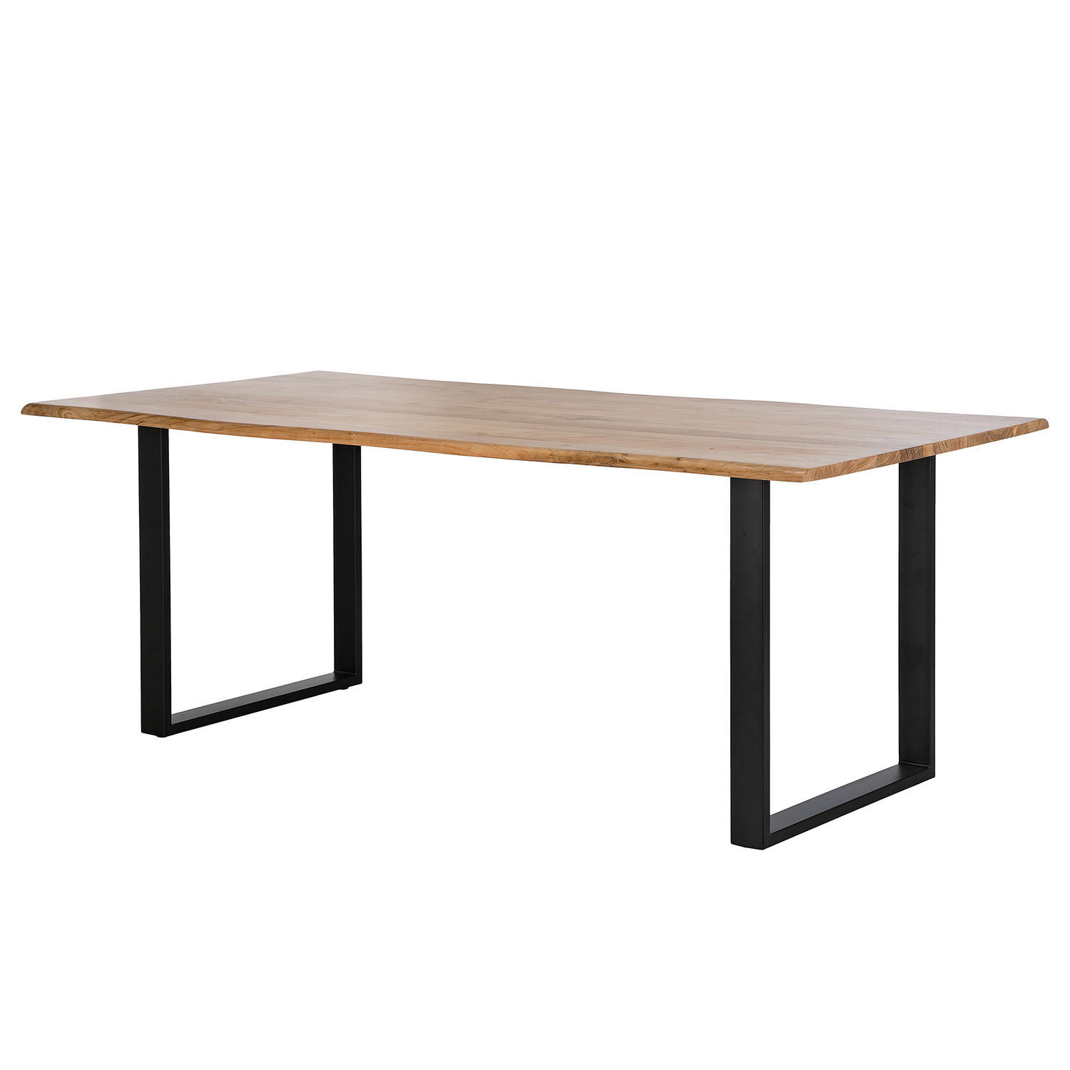ESSTISCH mit Massivholzplatte - Metall / Massivholz - Akazie Braun / Schwarz - Schwarz/Braun, Holz/Metall (100/200/76cm) - home24