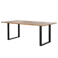 ESSTISCH mit Massivholzplatte - Metall / Massivholz - Akazie Braun / Schwarz - Schwarz/Braun, Holz/Metall (100/200/76cm) - home24