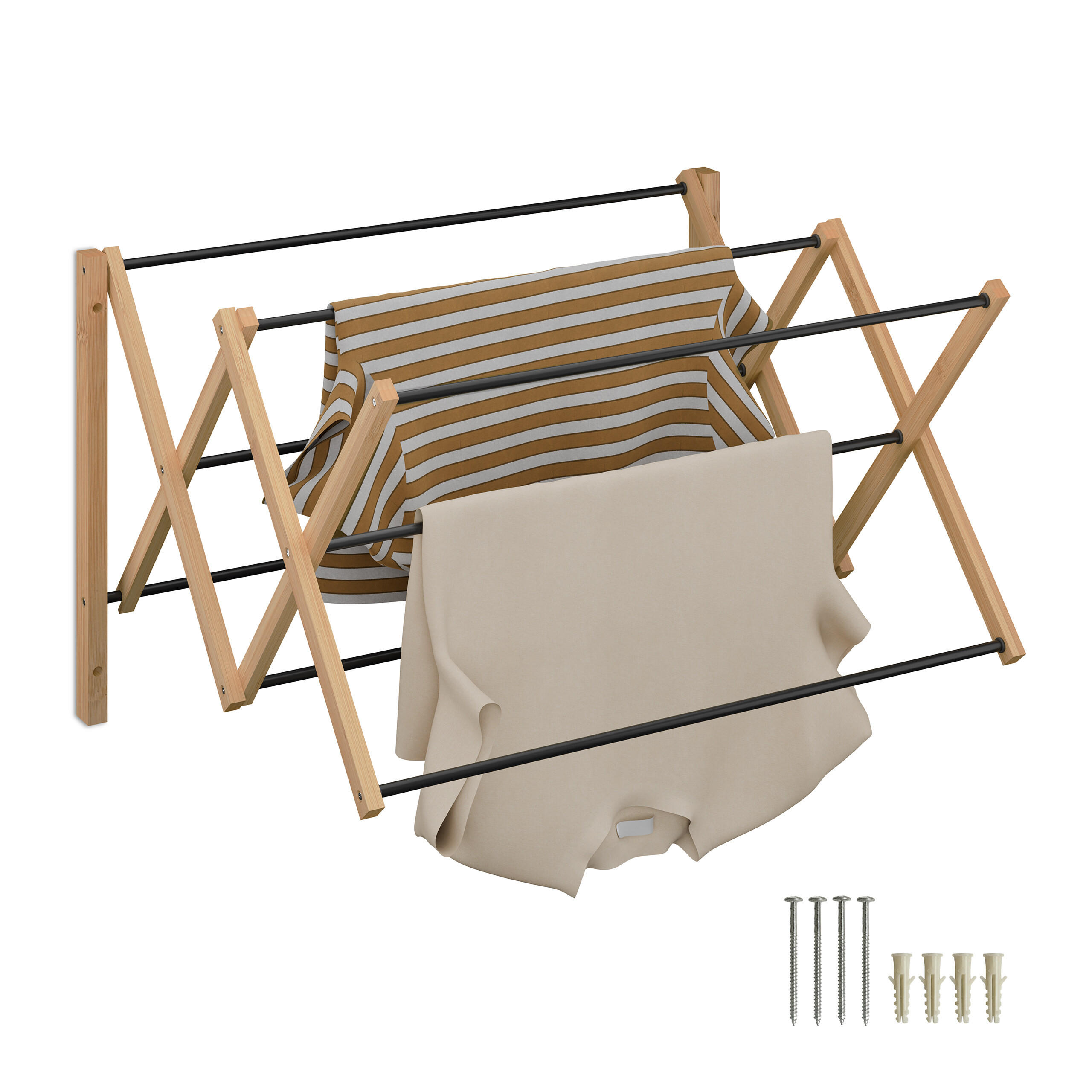 SUŠIAK na prádlo - viacfarebná, kov/drevo (71.5/45/59cm) - Relaxdays