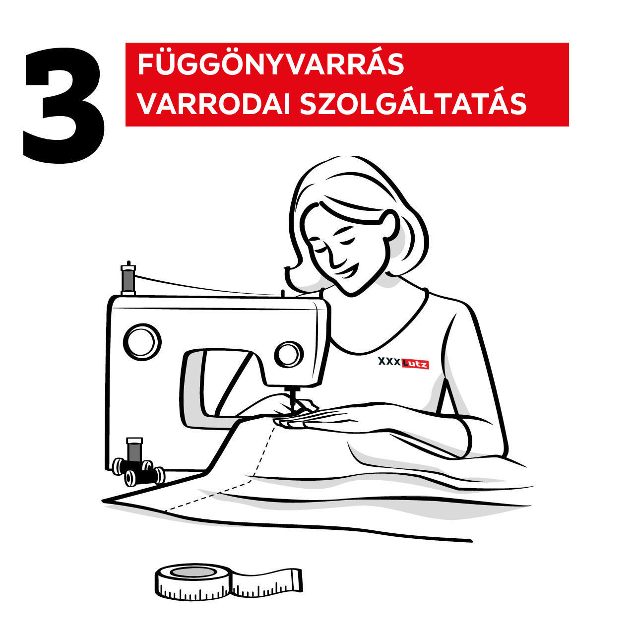 Függönyvarrás 3. lépés: függönyvarrás varrodai szolgáltatás