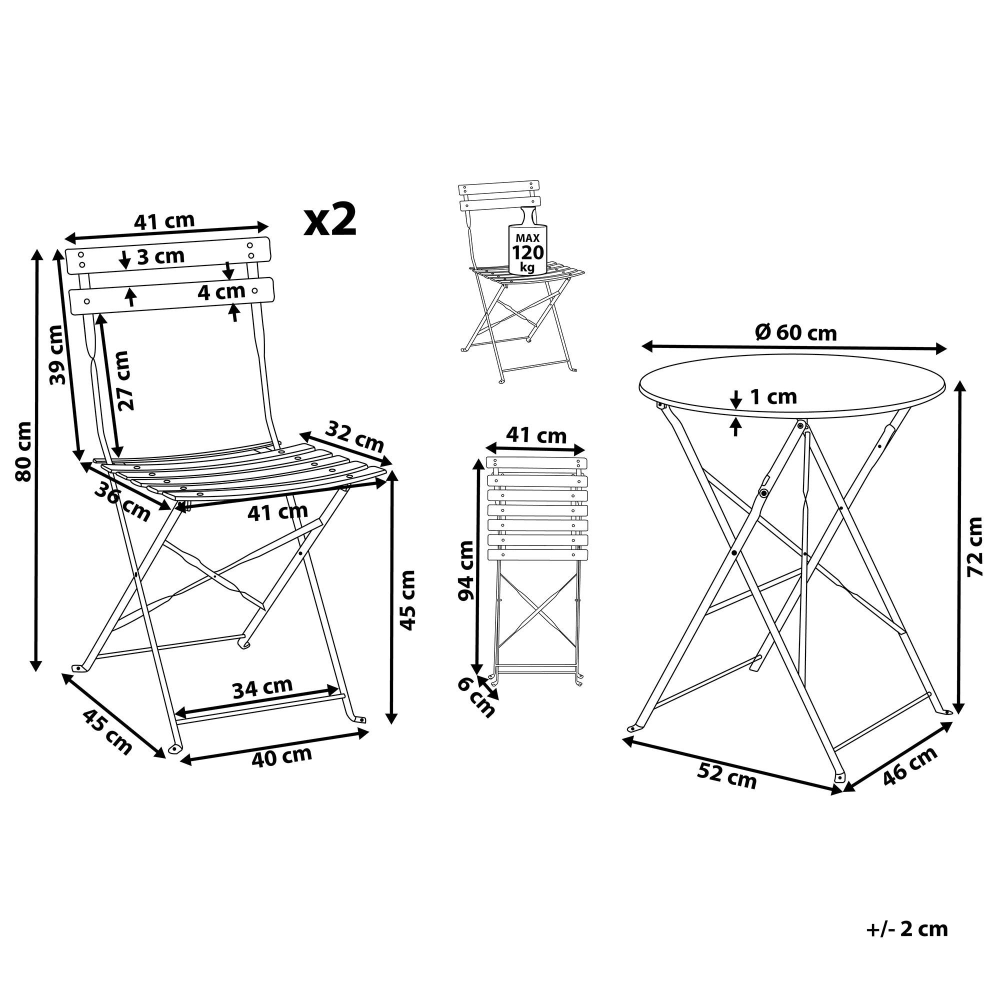 Thumbnail - Beliani Balkonset, Blau, Metall, 2-Sitzer, Balkonmöbel, Balkonmöbel-Sets