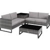 RATTANLOUNGE Ostuni,mit Sicherheitsglasplatte,grau - Grau, Kunststoff - tectake