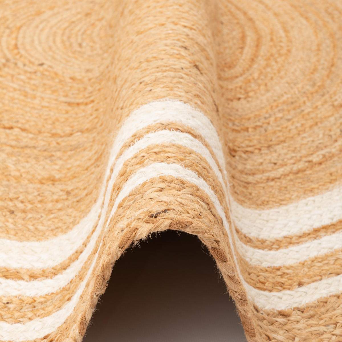 NATURFASER TEPPICH JUTE SALSA STREIFEN RUND - Creme, Textil (120/120cm) - Pergamon