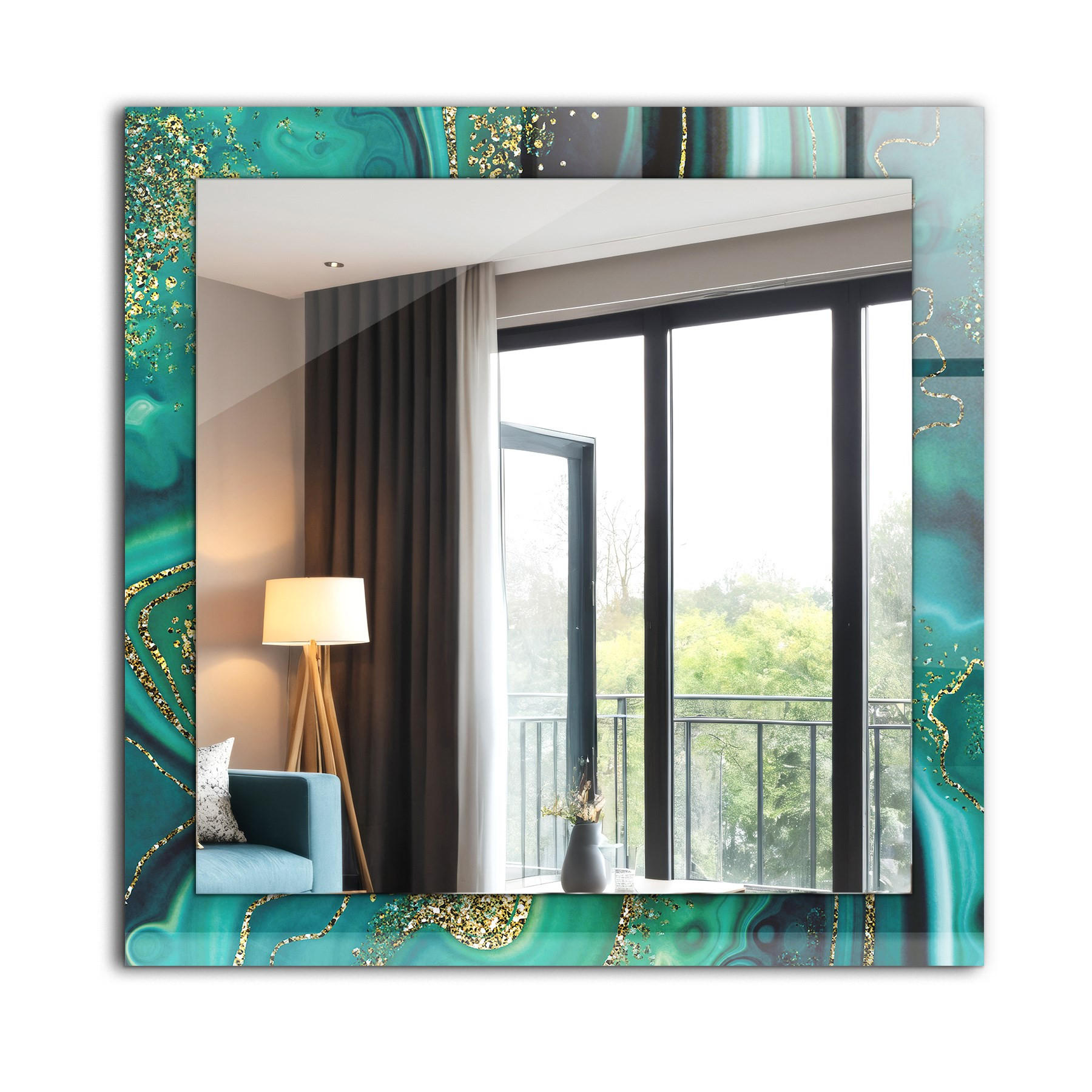 SPIEGEL 60 x 60 cm Rechteckig mit Aufdruck - Hellgrün, Glas (60/60/0.4cm) - TULUP