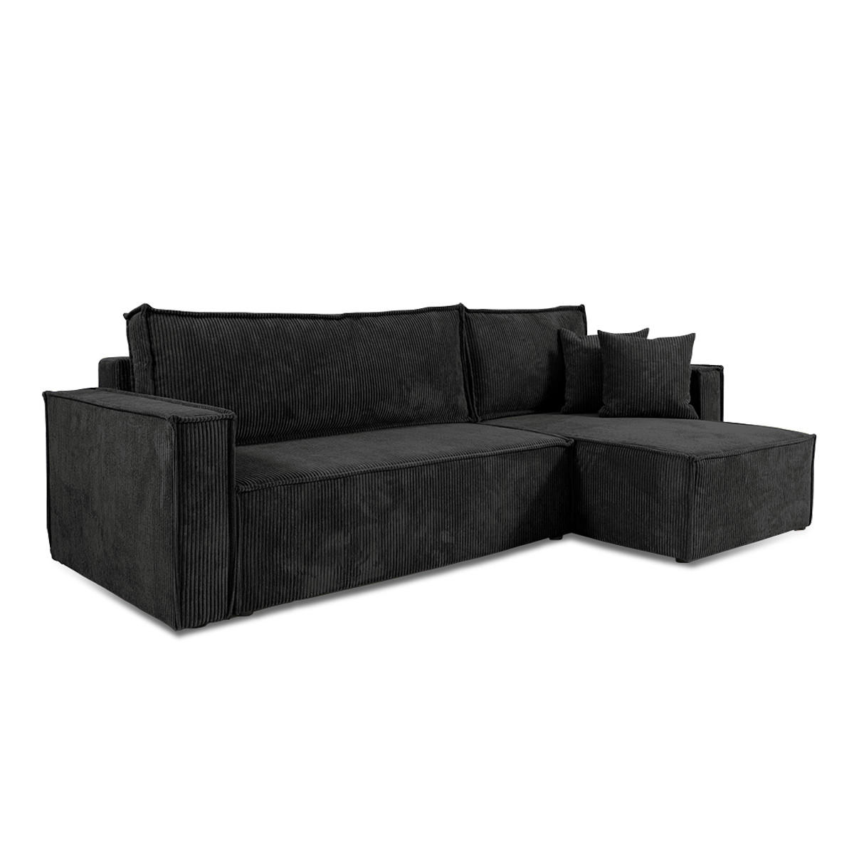 ECKSOFA Ezekiel 3 Sitzplätze Schwarz - Schwarz, Holz (236/145cm) - Petits-meubles