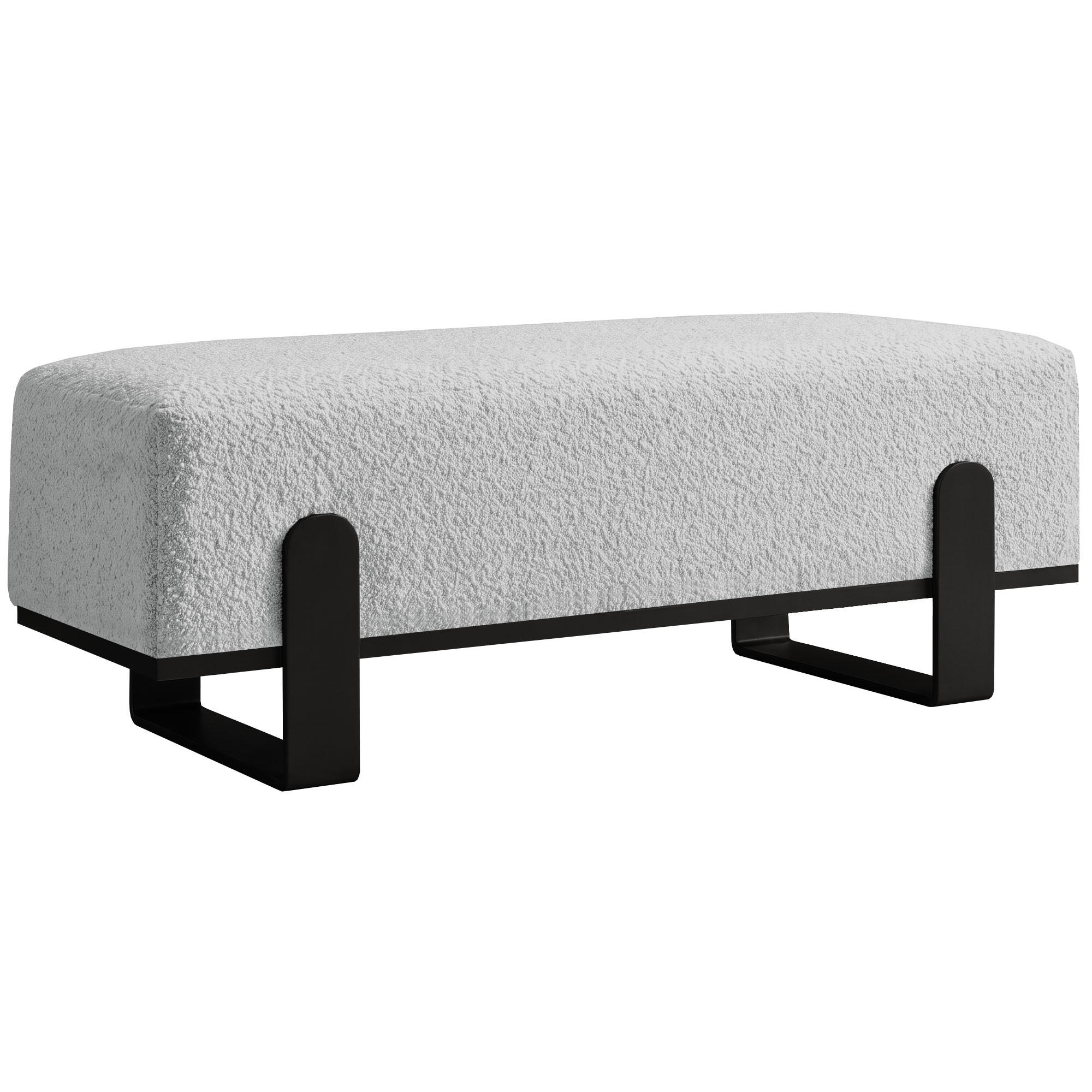 SITZBANK Melissa, Polsterbank 100 cm mit Metallgestell, Bouclé-Stoff, Grau+Schwarz - Schwarz/Grau, Metall (100/47/35cm) - Beautysofa
