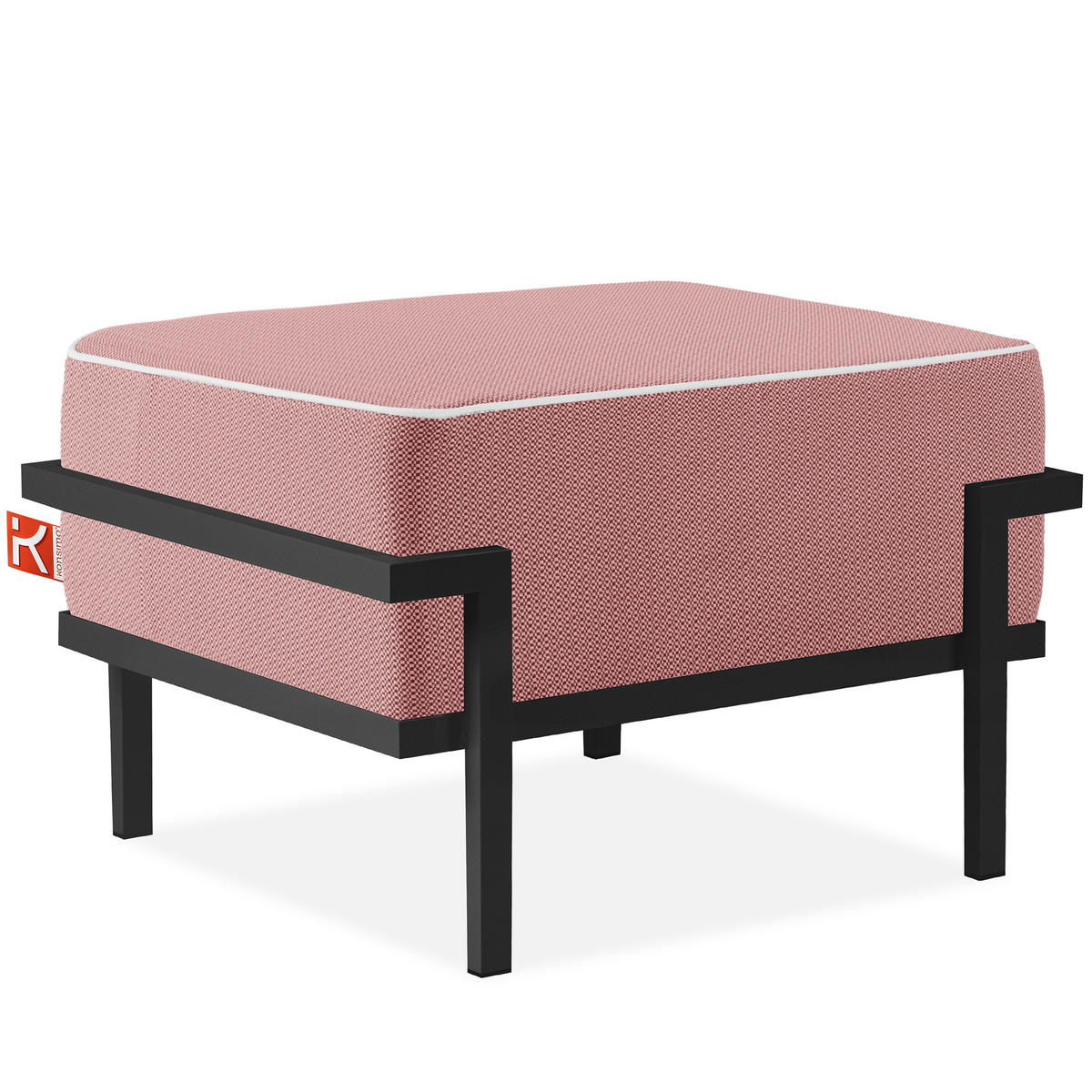 GARTENLOUNGE-HOCKER TRIGLO auf Metallfüßen, Modern, Dunkelgrau - Dunkelgrau/Rot, Textil/Metall (69/44/54cm) - KONSIMO®