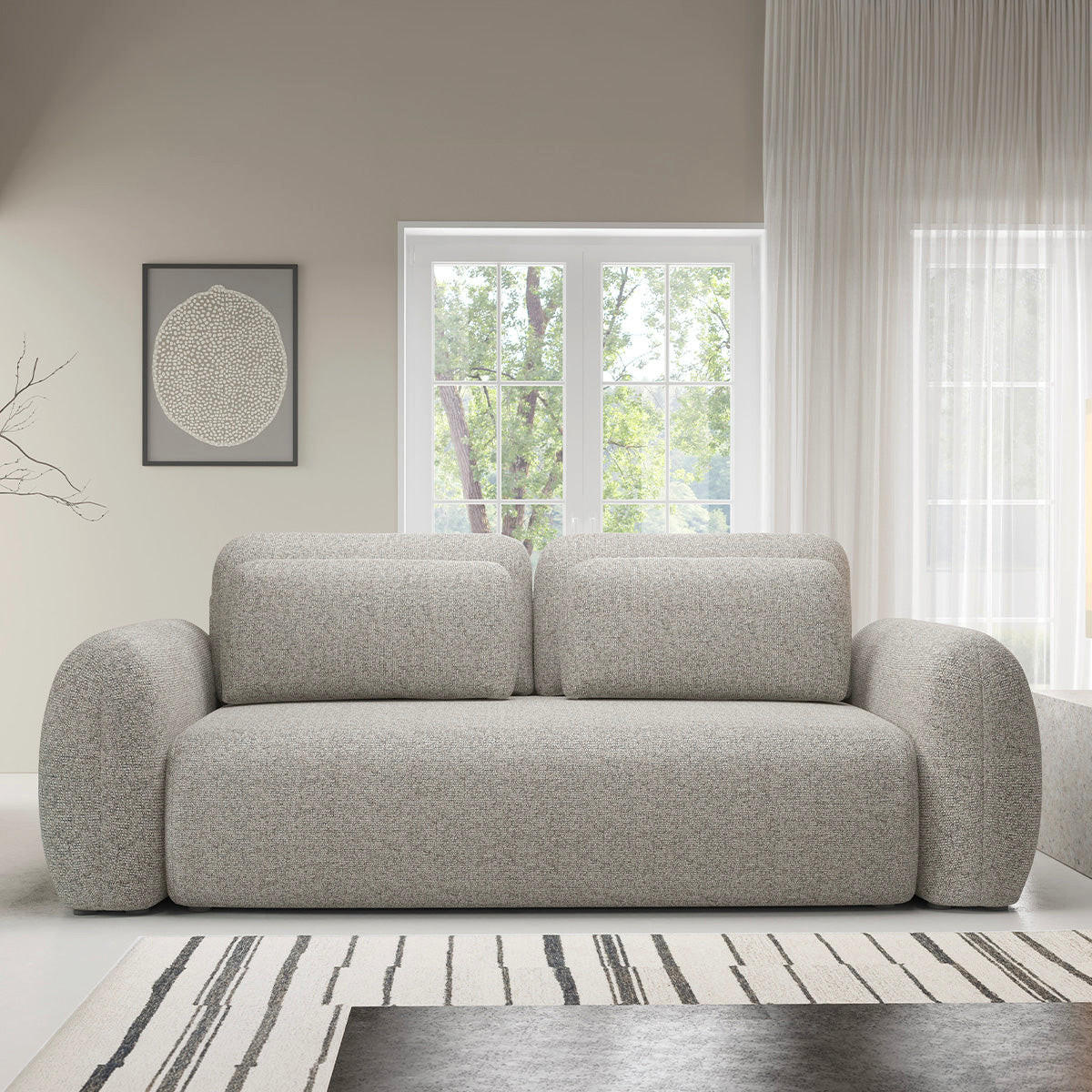 SOFA Carmela 3 Sitzplätze Hellgrau - Grau, Holz (266/95/121cm) - Petits-meubles