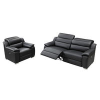 SOFAGARNITUR mit Relaxfunktion - 4 -Sitzer - Leder - schwarz - ARENA - Schwarz, Leder (202/86/104cm) - Vente-Unique