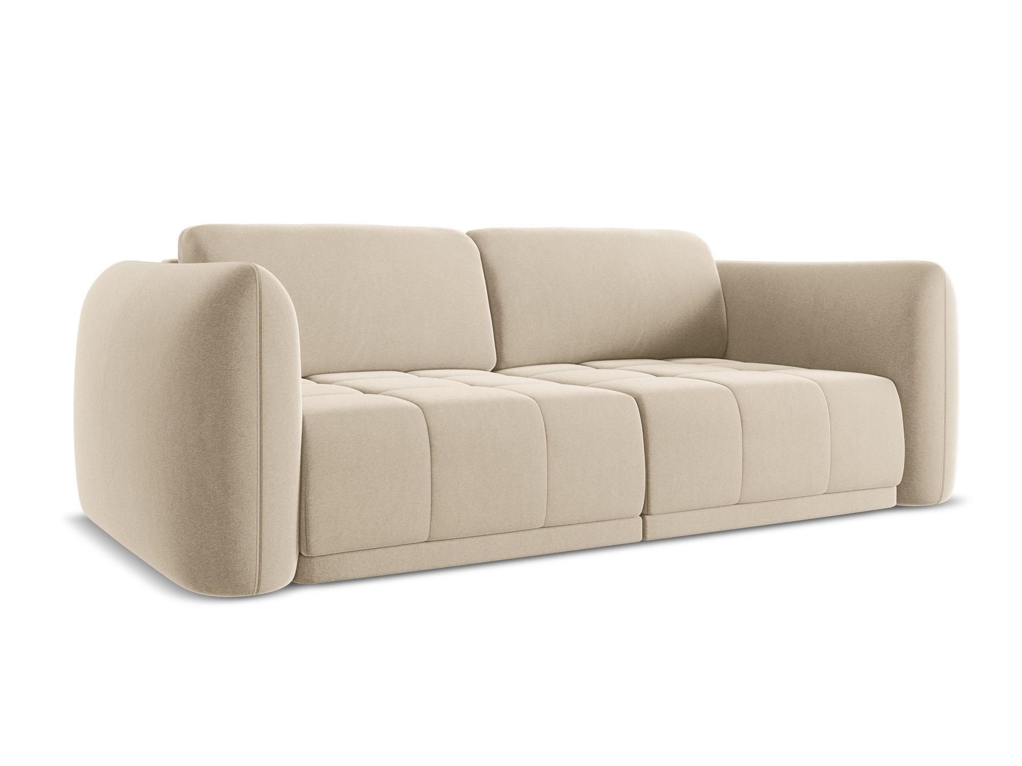 3-SITZER SOFA Samt Stoff Beige - Beige/Creme, Kunststoff/Textil (210/74/105cm) - Makamii