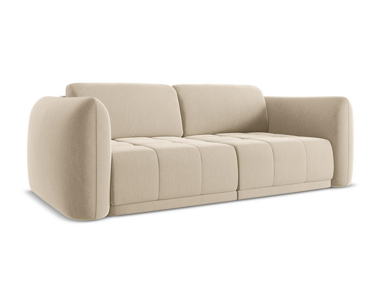 3-SITZER SOFA Samt Stoff Beige - Beige/Creme, Kunststoff/Textil (210/74/105cm) - Makamii