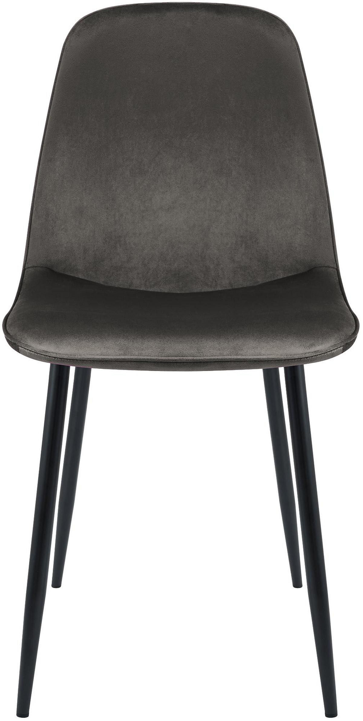 ESSZIMMERSTUHL 4er Set Samt Anthrazit - Anthrazit/Schwarz, Textil/Metall (45/88/54cm) - CLP