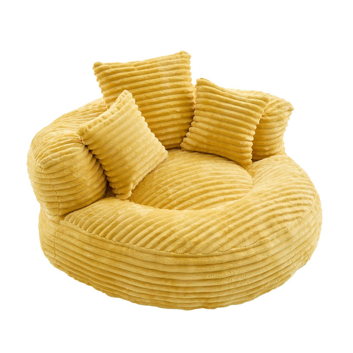 SITZSACK Cord,Sofa mit 3 extra Kopfkissen,Gelb - Gelb, Textil (108/52/108cm) - LVHOM
