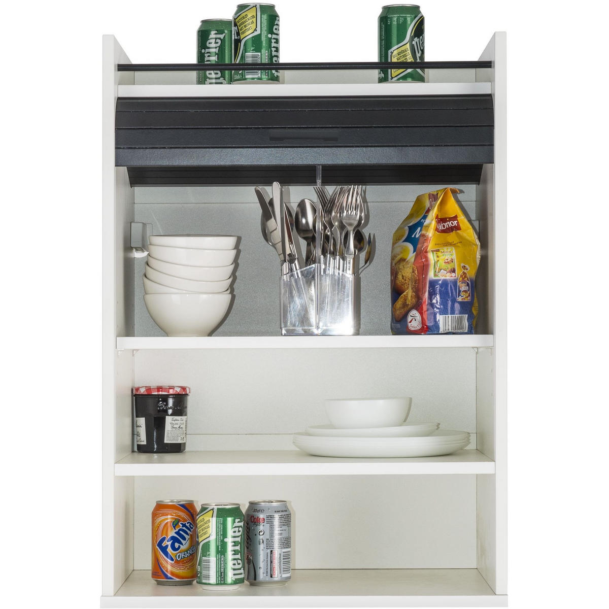 KÜCHENOBERSCHRANK mit Rolladentür 35/54/77cm - Weiß, Holzwerkstoff (54/77/35cm) - Simmob