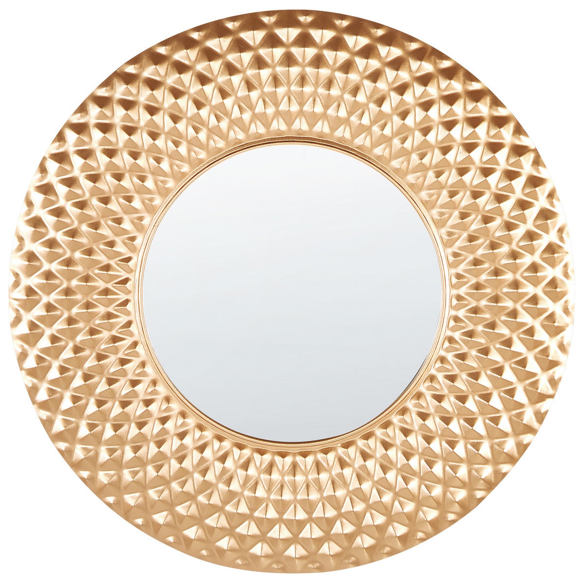 WANDSPIEGEL Metall gold rund 60 cm Combe - Goldfarben, Metall (60/60/1cm) - Beliani