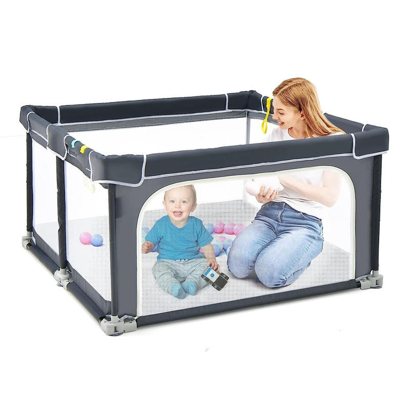 Costway Laufstall Dunkelgrau 124x70x124 cm