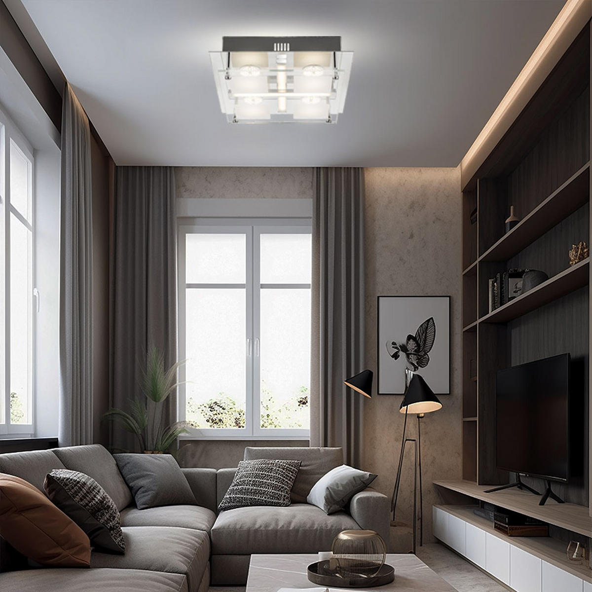 LED DECKENLEUCHTE PATRA Weiß 2er Set - Weiß, Glas (24/24/7cm) - Globo Lighting