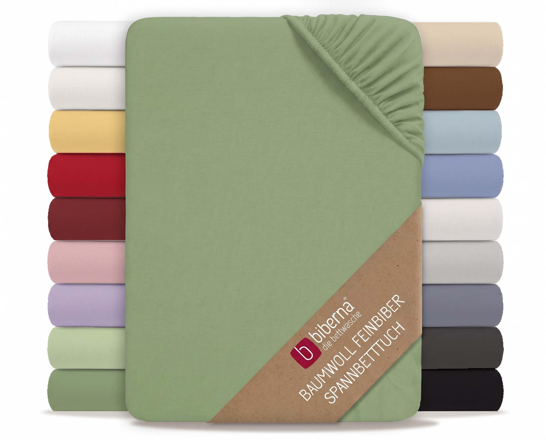 SPANNBETTTUCH Premium Biber fichte, 140x200 cm - 160x200 cm - Dunkelgrün, Textil (160/200cm) - biberna
