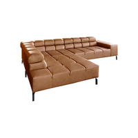 ECKSOFA NELSON Braun Leder Relaxfunktion - Dunkelbraun/Schwarz, Leder/Metall (321/216cm) - KAWOLA