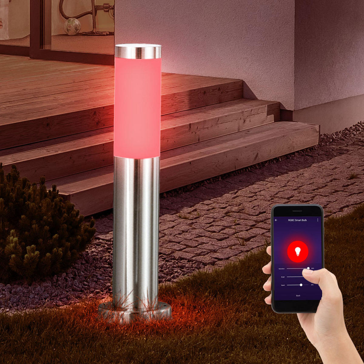 LED STEHLEUCHTE Edelstahl Silber - Silberfarben, Kunststoff (7.6/7.6/45cm)