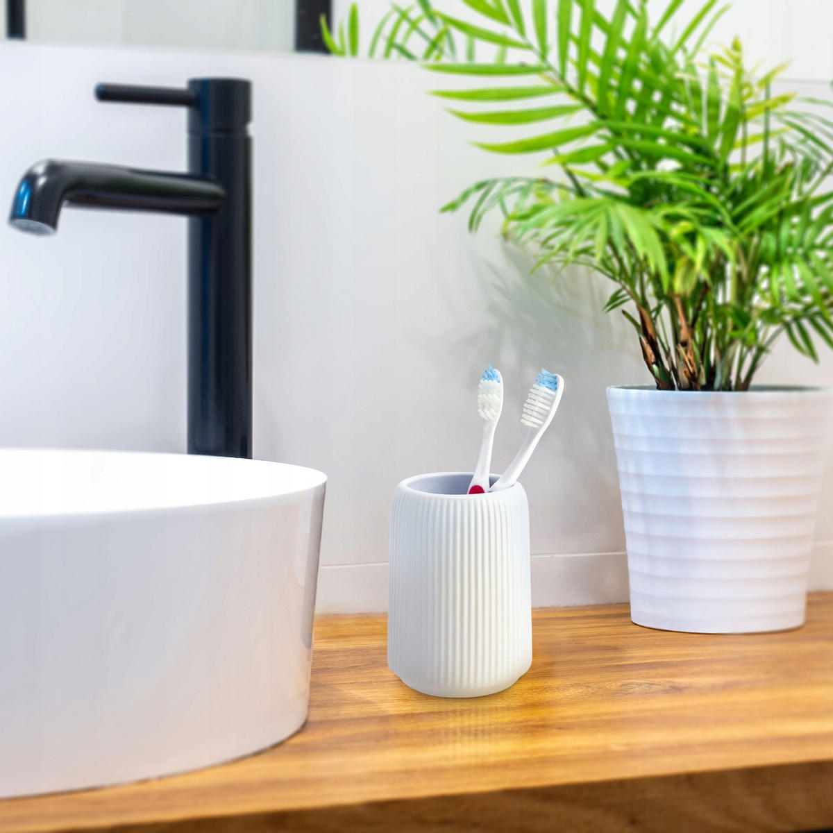 BADEZIMMERBECHER - Weiß, Keramik (8/11cm) - KADAX