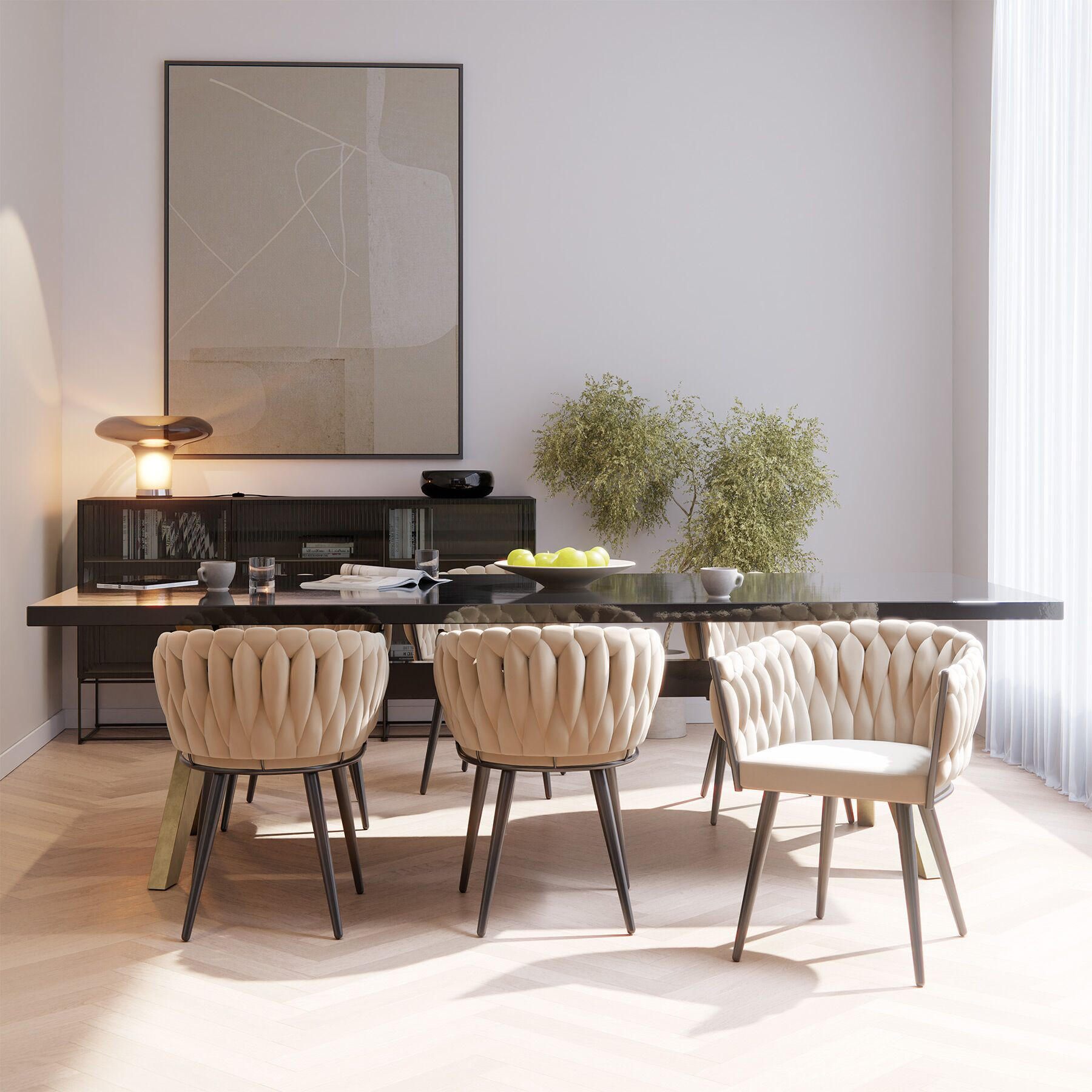 Thumbnail - tectake Esszimmerstuhl, Sand, Textil, Pappel, 60.5x75x55 cm, Esszimmer, Stühle, Esszimmerstühle, Armlehnenstühle