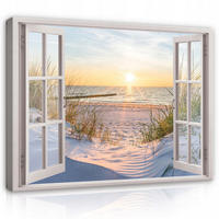 LEINWAND BILDER Strand Meer Wohnzimmer 80x60 - Multicolor, Holzwerkstoff (80/60cm) - Wallarena