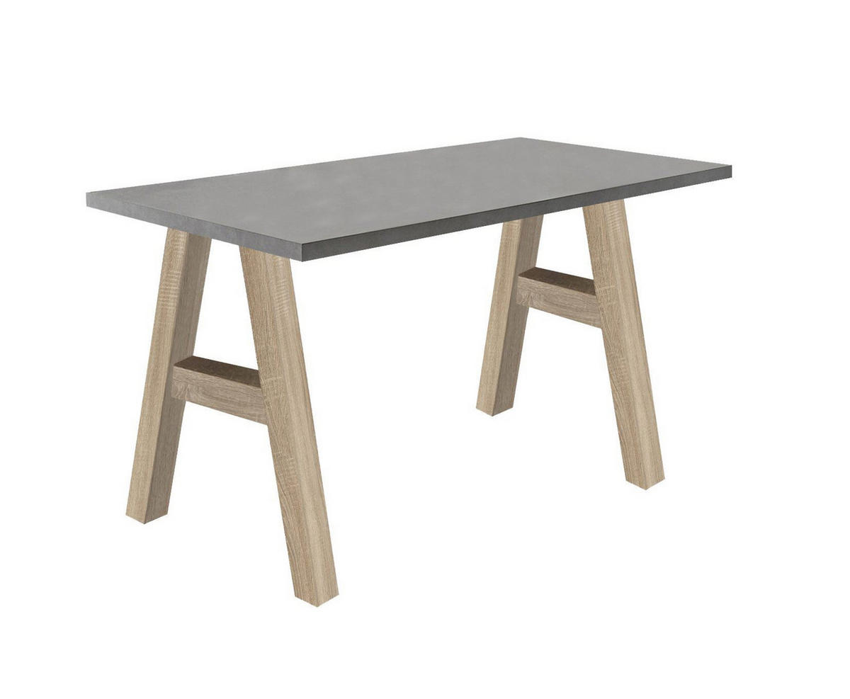 SCHREIBTISCH Edi 1 120 x 70 x 75 Computertisch eiche sägerau/graphit - Grau, Holz (120/70/75cm) - 58aufmkessel