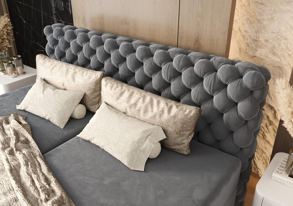 BOXBETT Figo IV Blau 180x200 cm - Blau, Textil (180/200cm) - B&B Home