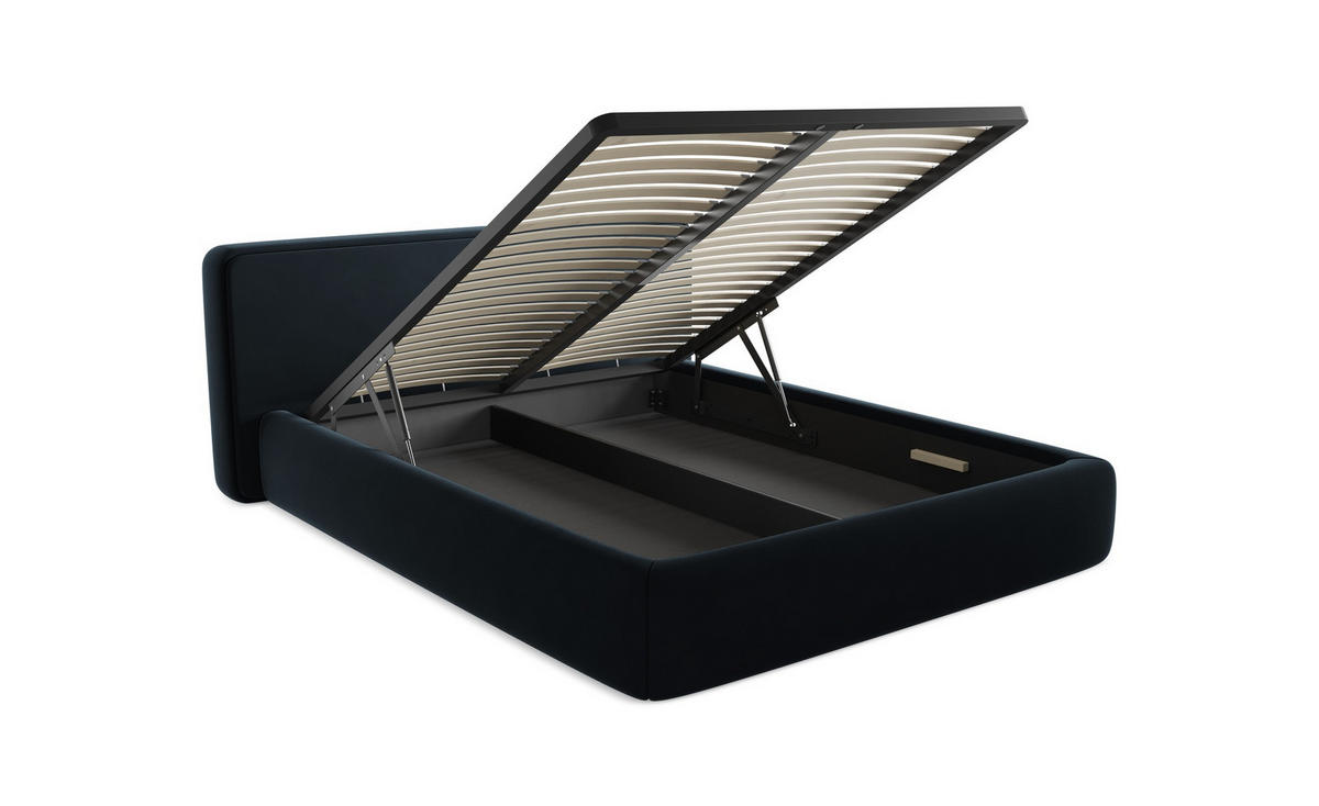 POLSTERBETT mit Lattenrost 220x260 Grün - Schwarz/Olivgrün, Kunststoff/Textil (160/200cm) - Makamii