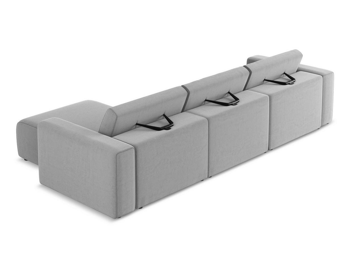 ECKSOFA Rechts Samt Stoff Grau - Creme/Schwarz, Kunststoff/Textil (314/167cm) - Makamii