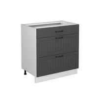 KÜCHENUNTERSCHRANK Fame-Line Anthrazit Landhaus 80 cm mit 3 Schubladen ohne AP - Anthrazit/Weiß, Holzwerkstoff (80/82/51.6cm) - Vicco