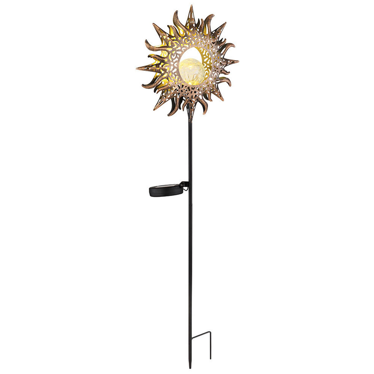 LED AUSSENLEUCHTE Solar Steckleuchte Braun Rostoptik 2er Set - Braun, Glas (81.5/24.2/120cm) - Globo Lighting