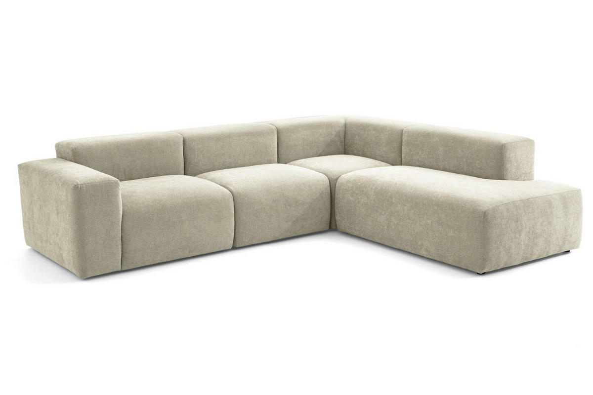 4-SITZER modulares Ecksofa HEAVEN SET 2 Rechts, Breite 300 cm Webstoff Olivgrün - Schwarz/Olivgrün, Holz/Kunststoff (245/300cm) - Muffo