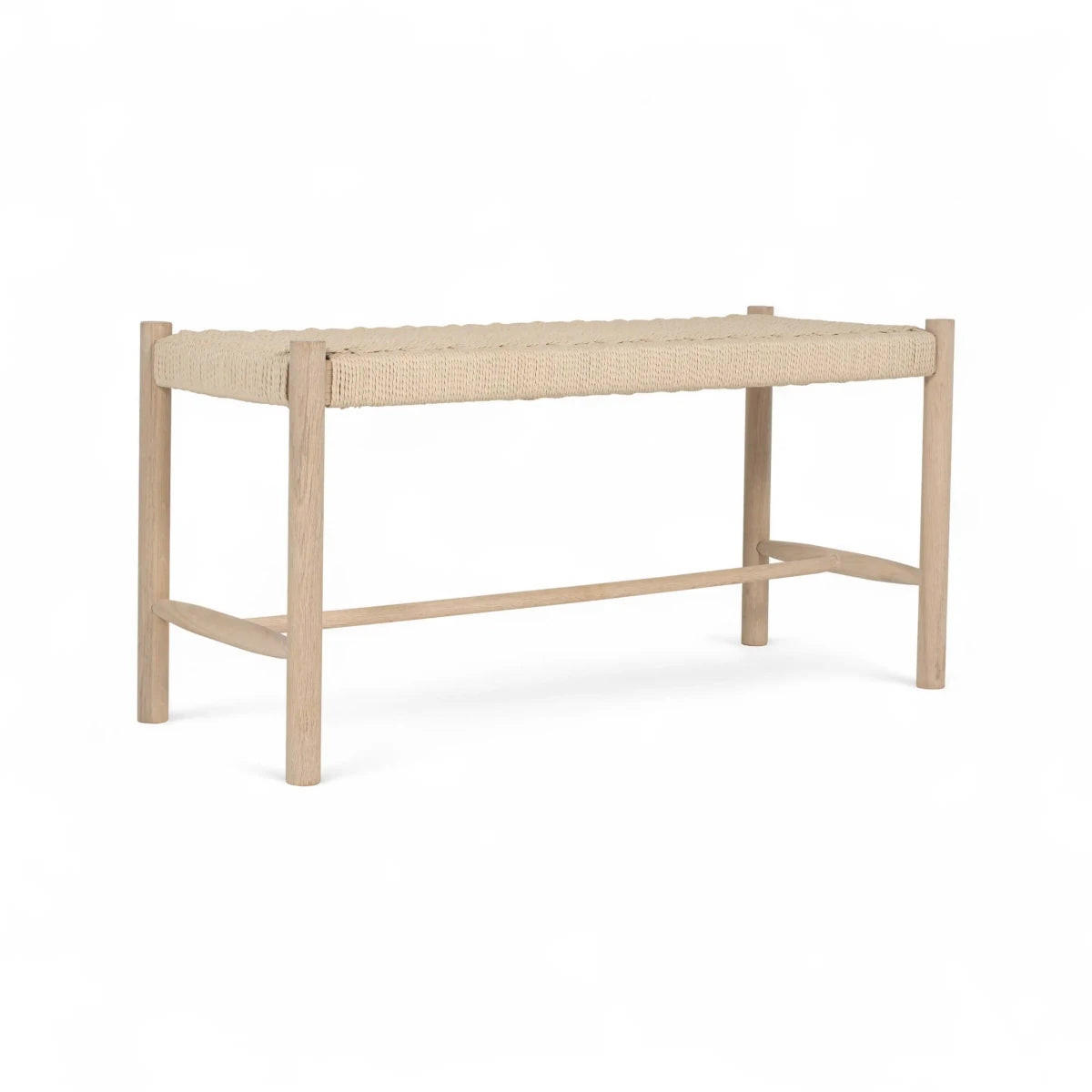 SITZBANK 90/36/45 cm Rattan / Eiche Eiche bianco - Eiche Bianco/Eichefarben, Holz/Papier (90/45/36cm) - Furnhouse